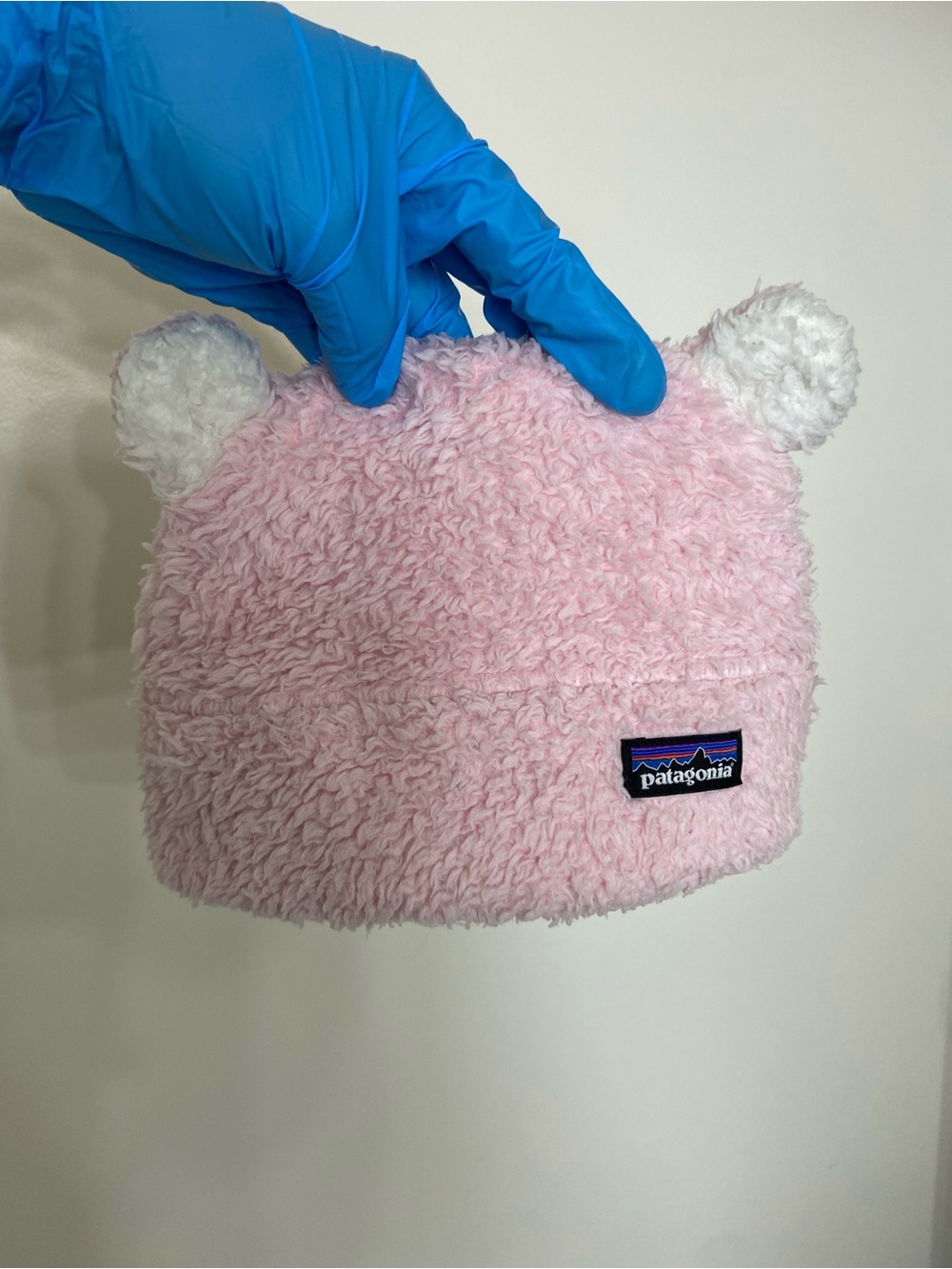 Patagonia Pink Fuzzy Bear Ear Kids Beanie